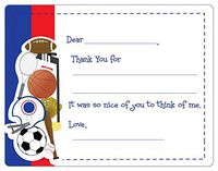 All Sports Fill-in Thank You Note Cards for Kids, 5.5" X 4.25" Notecards with White Envelopes
