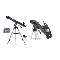 Celestron 21063 AstroMaster 90 AZ Refractor Telescope with Celestron 81035 Basic Smartphone Adapter 1.25" Capture Your Discoveries, Black
