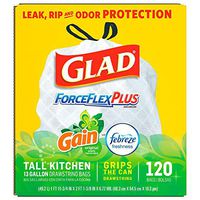 Glad Forceflex Gain Scented Trash Bags, 120 Count