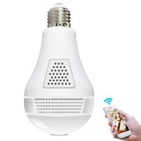 fanmaosdf Panoramic Bulb IP Camera 360 Degree Fisheye WiFi Wireless CCTV Light Lamp for iOS Android APP Remote Home Security System for Indoor Outdoor House Baby Room Pet Office School White