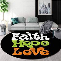 RUGSMAT Hope Modern Machine Round Bath Mat,Vintage Faith Love Quote Coffee Table Mat Non-Skid Living Room Carpet Round-39