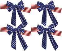 Set of 4 Patriotic Chair Bows! 2 Assorted Patterns - Red, White and Blue Color Scheme - 17.5" Bows - Bows That Wrap Around Chairs Perfect for Parties, BBQ's, 4th of July, and Picnic Decorations!