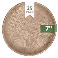 CaterEco Round Palm Leaf Salad Plates (Pack of 25) | Ecofriendly Disposable Dinnerware | Heavy Duty Biodegradable Party Utensils for Wedding, Camping & More