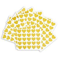 Gold Glitter Heart Sticker Sheets for Valentine's Day, Wedding Invitations (250 Pack)