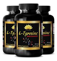 Mental Health Supplements - L TYROSINE 500MG - Mood Enhancer - Brain Booster Now - 3 Bottles (180 Capsules)