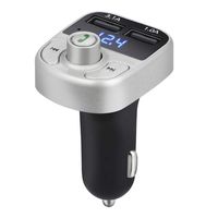Car Bluetooth Charger, Elevin(TM) Wireless Bluetooth Handsfree Car Kit FM Transmitter MP3 Player Dual USB Charger (Silver)