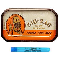 Zig Zag Orange Metal Rolling Tray, 10.5” Wide x 6.5” Long + XL Beamer Doob Tube + Limited Edition Beamer Smoke Stickers