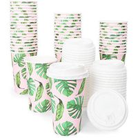 Insulated Coffee Cups with Lids in Tropical Designs (16 oz, 48-Pack)