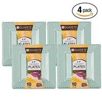 Squarete Hexagons Translucent Green Hard Plastic Elegant Disposable Plates, Bowls & Cups (4, 6" Appetizer Plates)