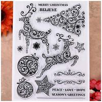 KWELLAM Merry Christmas Deer Ball Star Tree Snowflake PEACE LOVE HOPE Clear Stamps for Card Making Decoration and DIY Scrapbooking