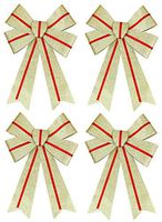 Iconikal Luxury Striped Glitter Christmas Bow 12 x 17-inches, 4 Pack - Gold