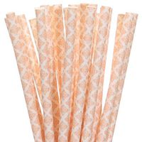 Peach Damask Paper Straws (75)
