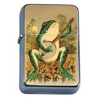 Perfection In Style Silver Flip Top Oil Lighter Vintage Frogs Design 001