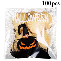 FunPa 100PCS Halloween Cello Bag Creative Adhesive Treat Bag for Cookies Candy