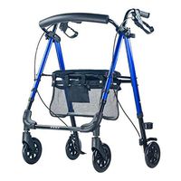 XingKunBMshop Brake Walker Aluminum Blue Double Armrest Folding Wheel Shopping Basket Elderly Disabled Walking Auxiliary Folding Mobility Walking aid Home