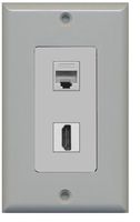 RiteAV Decorative 1 Gang Wall Plate (Gray/Gray) 2 Port - Cat5e (Gray) HDMI (Gray) - Bracket Included