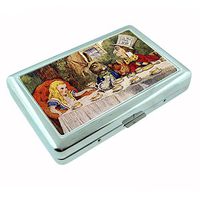 Perfection In Style Silver Cigarette Case Metal Wallet Alice in Wonderland Design D011
