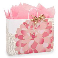 NW Gilded Blooms Paper Shopping Bags - Vogue Size - 16 x 6 x 12 1/2in. - 25 Pack
