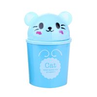 Mini Desktops Garbage Bin, Vinjeely Creative Cute Animals Living Room Trash Can Rubbish Container (Blue)
