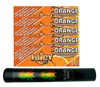 Herb Airtight Tube Pocket Protector with Juicy Jay's Orange 1.25 Flavored Hemp Rolling Papers 5 Count DC Crafts Nation- Rasta Skull