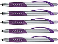 Lexus Stylus Pen, 2 in 1 Capacitive Stylus & Ballpoint click Pen with Comfort Grip For Universal touchscreen Devices,Tablets,iPad, iPhone 6,6 Plus, iPod, Android, Samsung Galaxy (Box of 5, Purple)