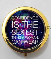 BlackKey Confidence Beautiful Inspirational Word 3-Compartment Decorative Pocket Gift Box Case Organizer for Pill, Color 2 -1694