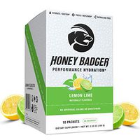 Honey Badger Vegan Vitamin C + Immune Support Hydration Electrolyte Powder | Lemon Lime | Natural Rehydration Hangover Endurance Support | Caffeine Free Sucralose Free + Beets | 10 Servings