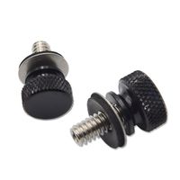 DaSen 2x Black Billet Aluminum Hard Anodized 1/4" Seat Screw Thumb Bolts Fits 96-16 Harley-Davidson Sportster Road King Dyna Fatbob Street Glide Road Glide and other models