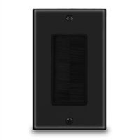 BATIGE Brush Wall Plate Anti-dust Wall Mount Panel Cable Pass Through Insert for Wires Single Gang Cable Access Strap Wall Socket Plug Port for HDTV HDMI Home Theater (1 GANG (1 Pack), Black)