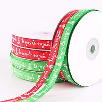 HuiDao 2 Rolls Merry Christmas Ribbon 50 Yard 3/8 Inch Grosgrain Ribbon Christmas Ribbon for Gift Wrapping and Festival Decoration