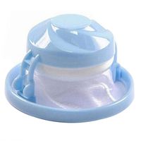 Rape flower_Home Floating Lint Hair Catcher Mesh Pouch Washing Machine Laundry Filter Bag (Blue)