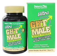 NaturesPlus Ultra GHT Male Extended Release Bilayer Tablets - 90 Vegetarian Supplements - Maximum Strength Natural Testosterone & Human Growth Hormone Boost- Gluten-Free - 30 Servings