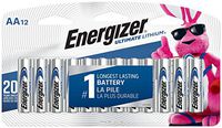 Energizer AA Lithium Batteries, World's Longest Lasting Double A Battery, Ultimate Lithium (12 Battery Count)