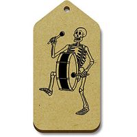 Azeeda 10 x 'Skeleton with Bass Drum' 66mm x 34mm Gift Tags (TG00003250)