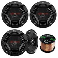 Car Speaker Package Of 2 Pairs of JVC CS-DR620 DR Sereis 6.5" Inch 300 Watt 2-Way Upgarde Audio Stereo Coaxial Speakers Bundle Combo With Enrock 50 Foot 16 Guage Speaker Wire