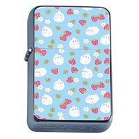 Strawberry Flip Top Oil Lighter Em2 Smoking Cigarette Silver Case Included