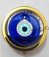 BlackKey Blue Evil Eye 3-Compartment Decorative Pocket Gift Box Case Organizer for Pill, Color 2-62