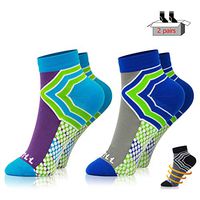 NEWZILL Low Cut Compression Socks - Unisex Running Socks With Embedded Frequency Technology For Heel, Ankle & Arch Support (Large, 2-Pair Assort 03)