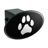 Graphics and More Paw Print Dog Cat White on Black Oval Tow Hitch Cover Trailer Plug Insert 2"