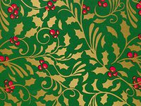 Holiday Classic - Gold Holly Gift Wrap 24"x833' Gift Wrap Full Ream Roll (1 roll) - Wraps -X4720F24