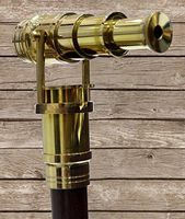 Nautical Wood Cane Telescope Walking Stick Hidden Spy Brass Handle