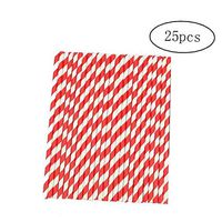 Red Stripe Paper Straws Biodegradable Drinking Straw with Bulk Top Quality Drinking Straws Decorations for Wedding Supplies and Party Favors 20cm 25 Pieces