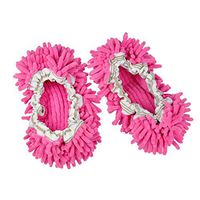 Microfiber Washable Mop Slippers Shoes For Women Floor Dust Dirt Hair Cleaner (Color : Rose Red)