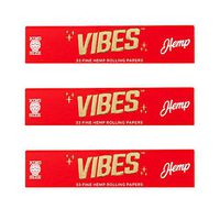 Vibes Rolling Paper King Size Booklet 33pc, Natural Hemp Paper and Arabic Gum with Chlorine Free Technology- 3 Pack