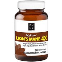 MyPure Lions Mane 4X Organic Mushroom Supplement by Pure Essence - 100% Real Mushroom Extract for Immune System Support, Combat Stress, Build Energy - 30 Caps