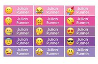 Set 68 Personalized kid Name back to school Stickers cute 13 patterns emoji face (pink on glossy labels)