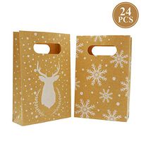 Christmas Party Favor Candy Bags with Handled，Friday Night Brown Paper Treat Bags(24 Pcs)