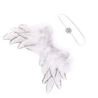 chinatera Newborn Angel Feather Wings Photography Props with Headband (White-Silver Rim)