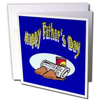 3dRose Happy Fathers Day with Newpaper, Slippers and Beer - Greeting Cards, 6 x 6 inches, set of 12 (gc_50751_2)