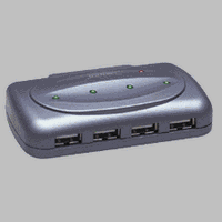 USB Hub,2.0,4 Port,6' A B Cable,3 1/2"x2 1/8"x5/8", Black (CCS10315) Category: USB Hubs